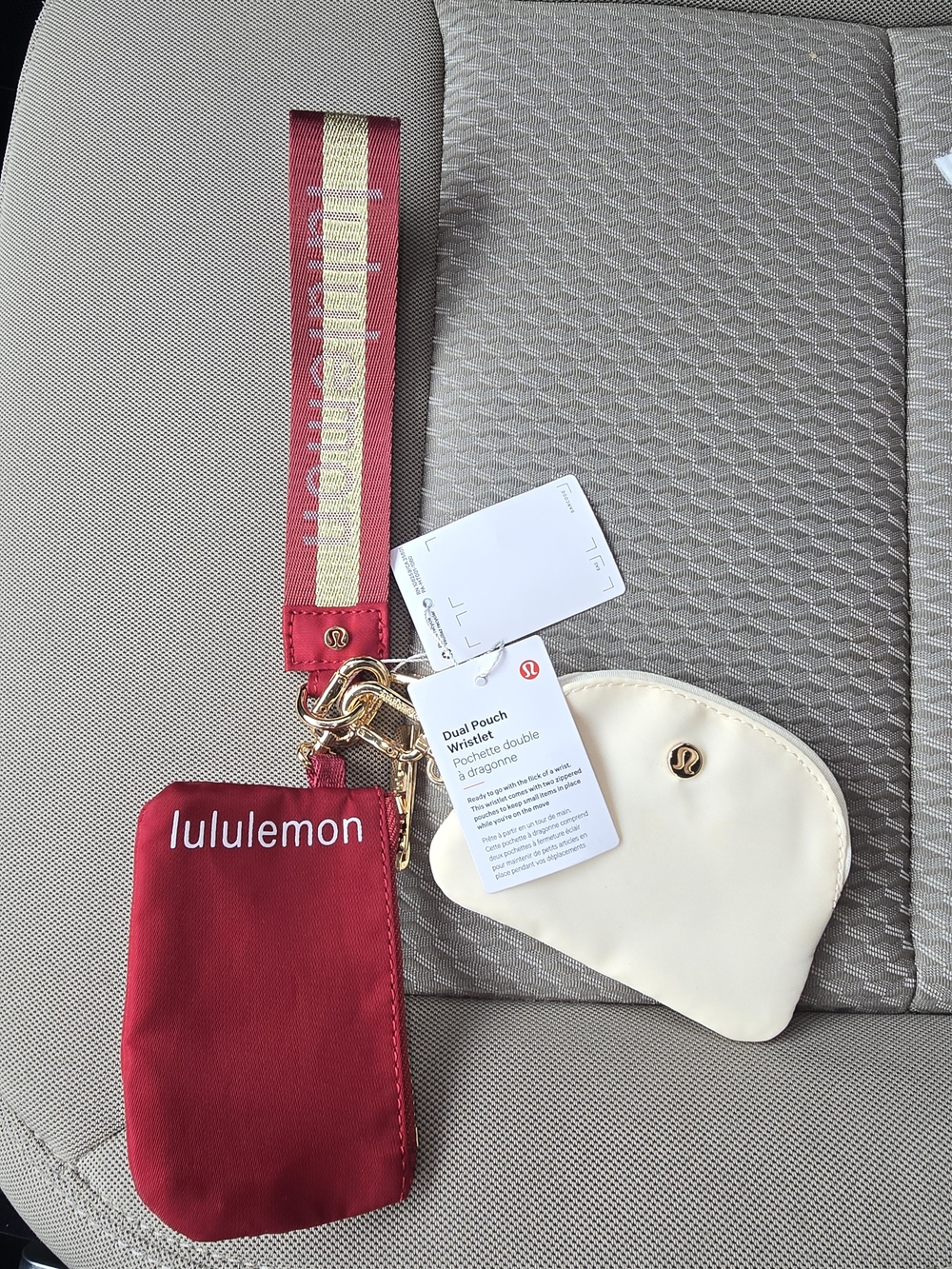 Lululemon Dual Pouch Wristlet - Red & Cream
